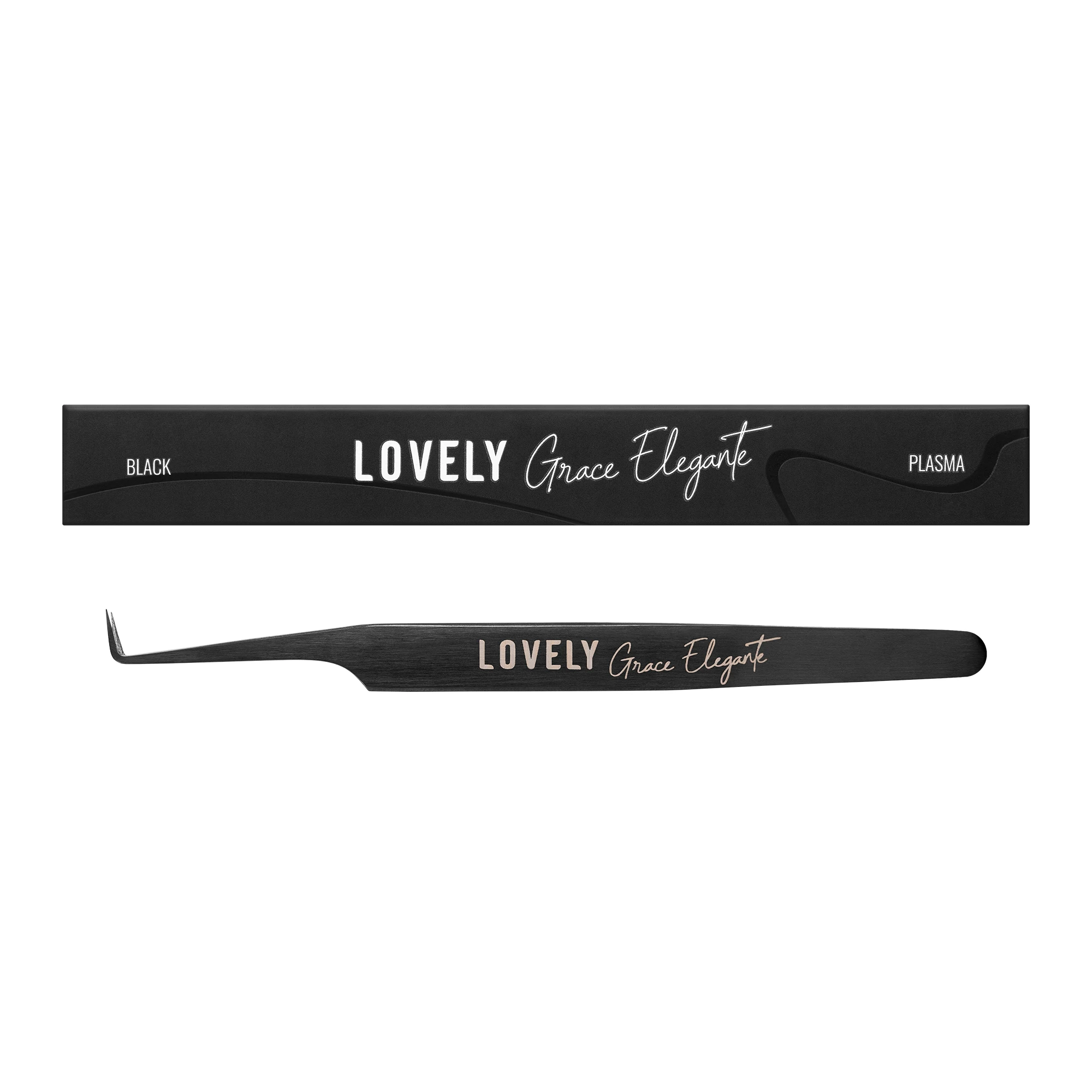 Extension tweezers resnits Lovely NanoFiber, series Grace Elegante Black, type G 7 mm (Clearance)