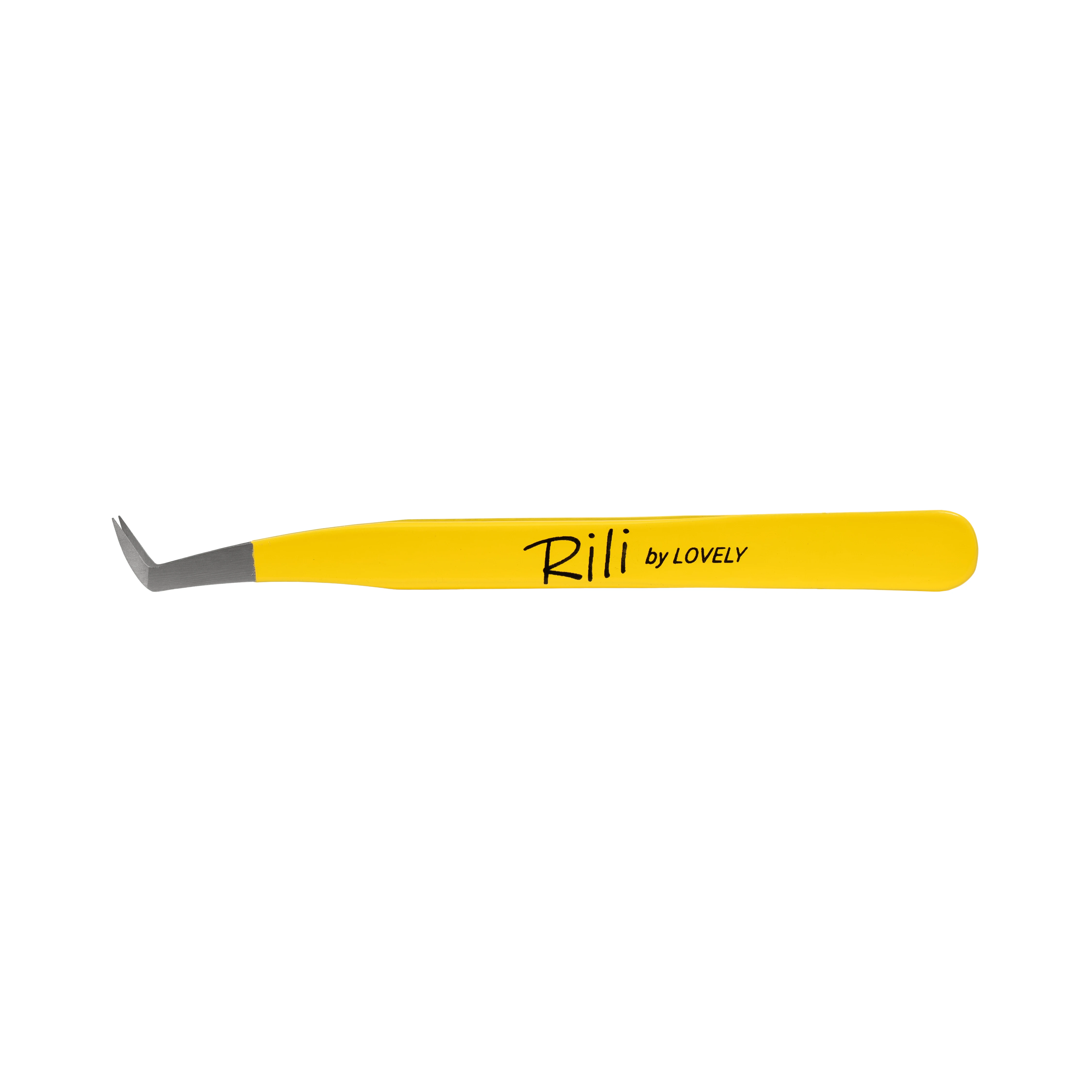 Extension tweezers resnits Rili, Yellow line, type L-obraznyy sapozhok (Clearance)