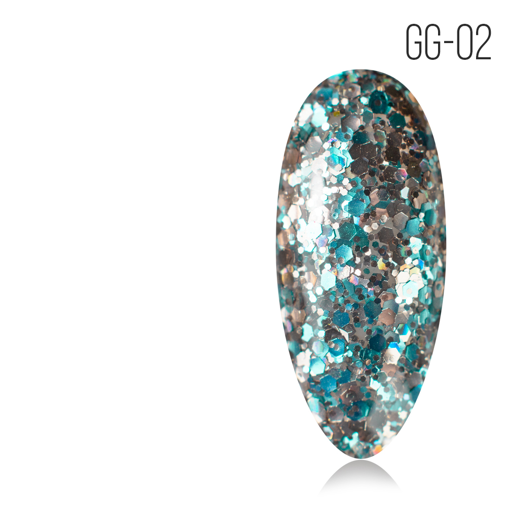 Gel Polish. GG-02. Glitter Gel No. 02